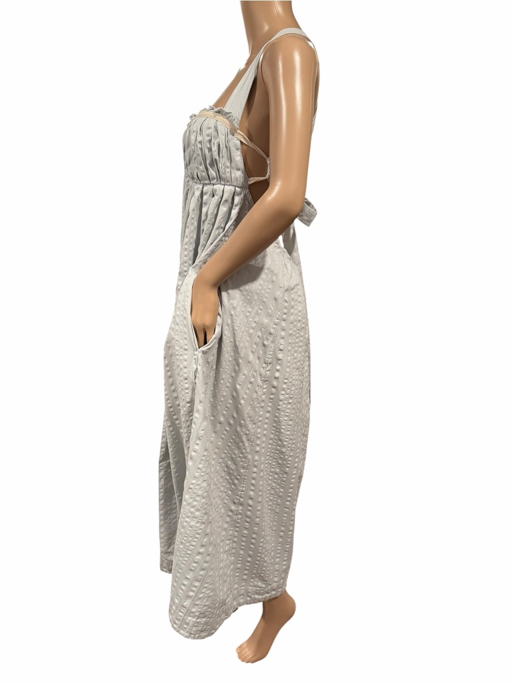Free People FREE-EST BLUE GRAY POPPY MIDI DRESS Pleated Size M - Picture 7 of 12